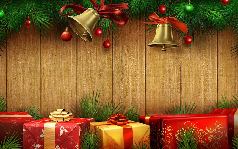 Christmas Presents and Ornaments — Red, Festive