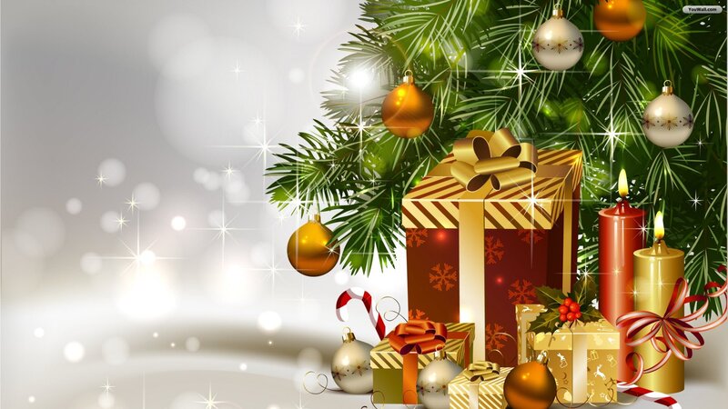 Christmas Presents under Tree — Green