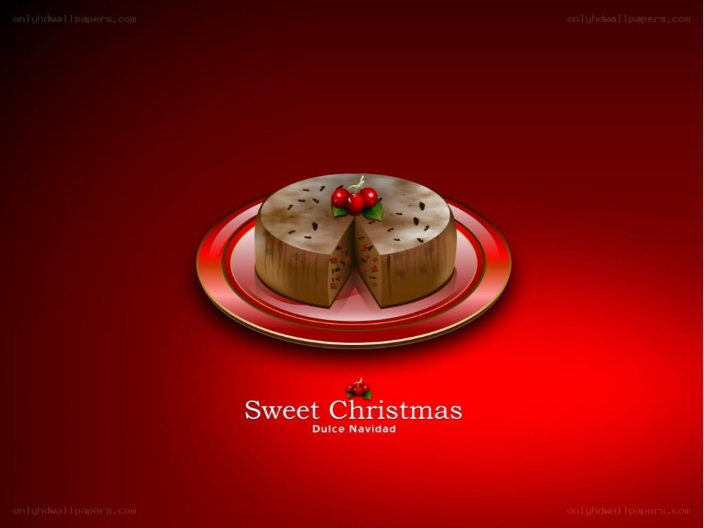 Christmas pudding on red background