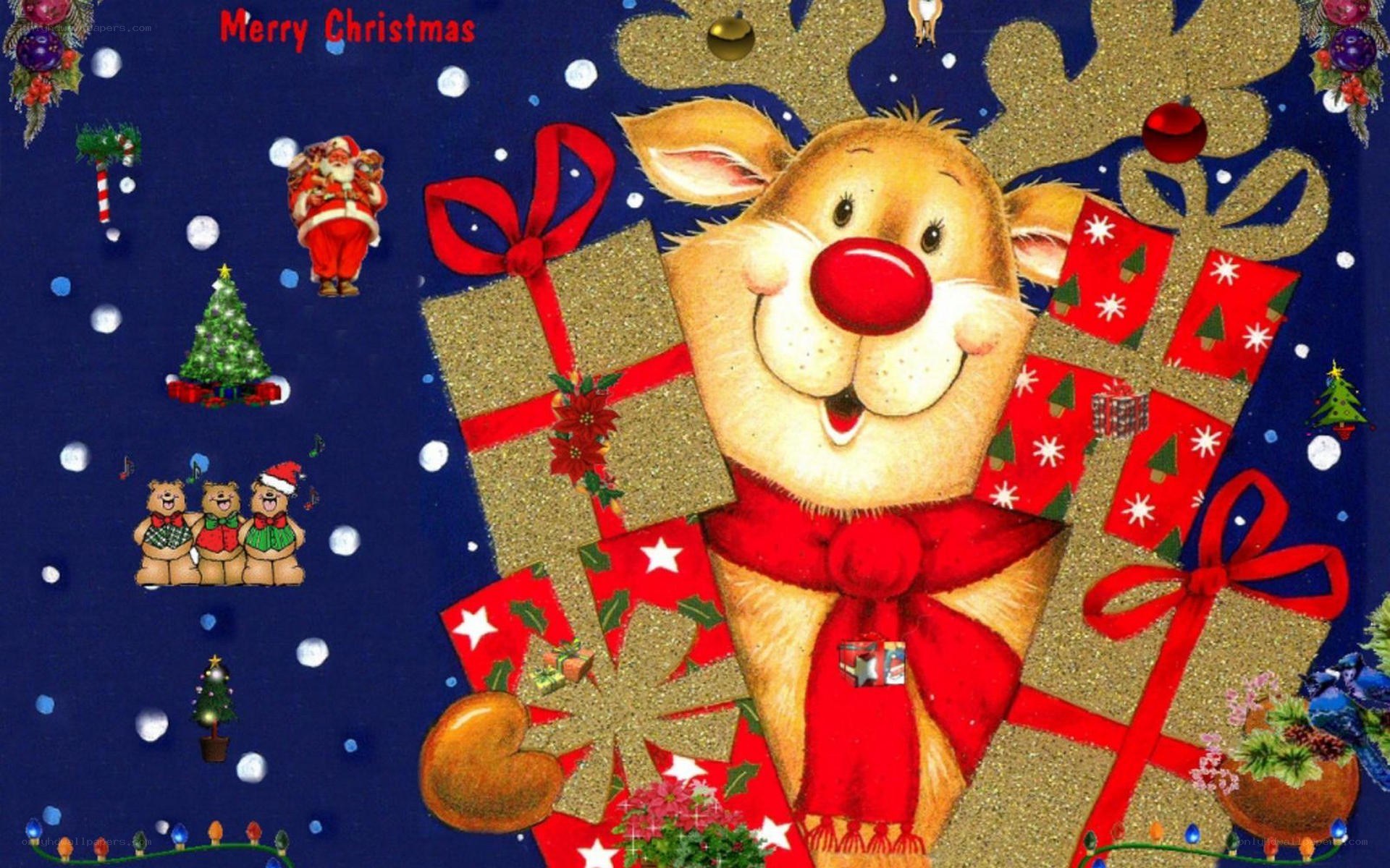 Christmas reindeer with gifts
