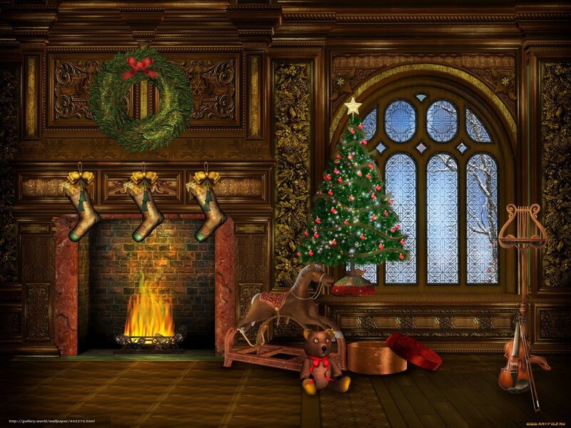 Christmas Room with Fireplace
