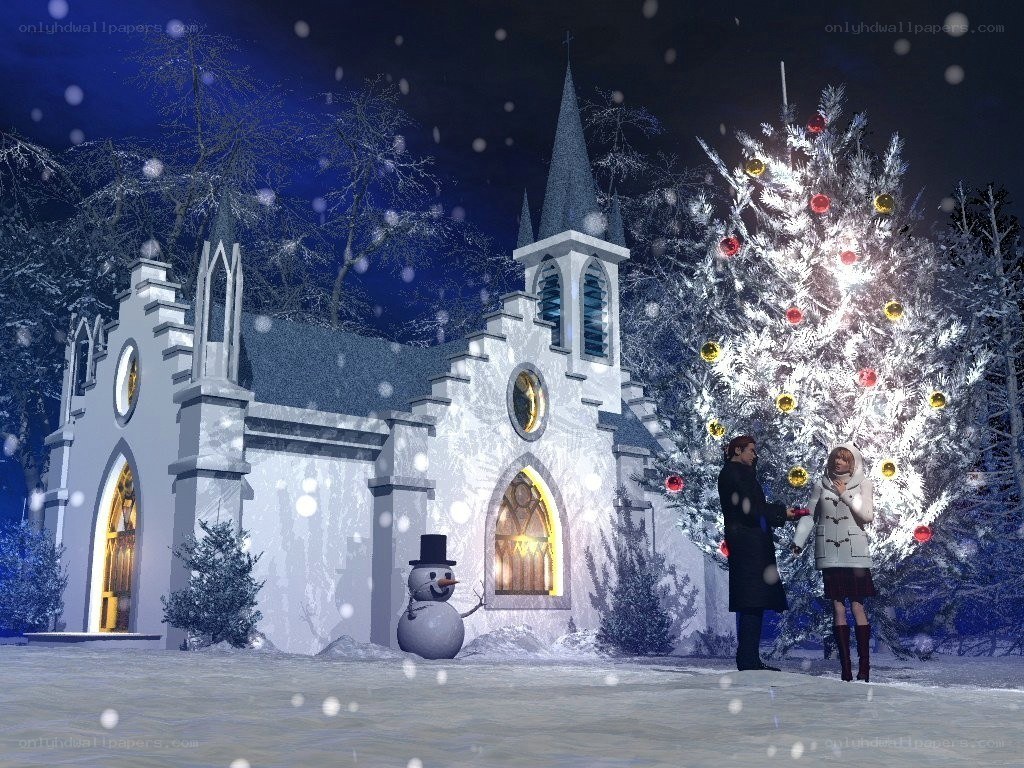 Christmas scene at a chapel