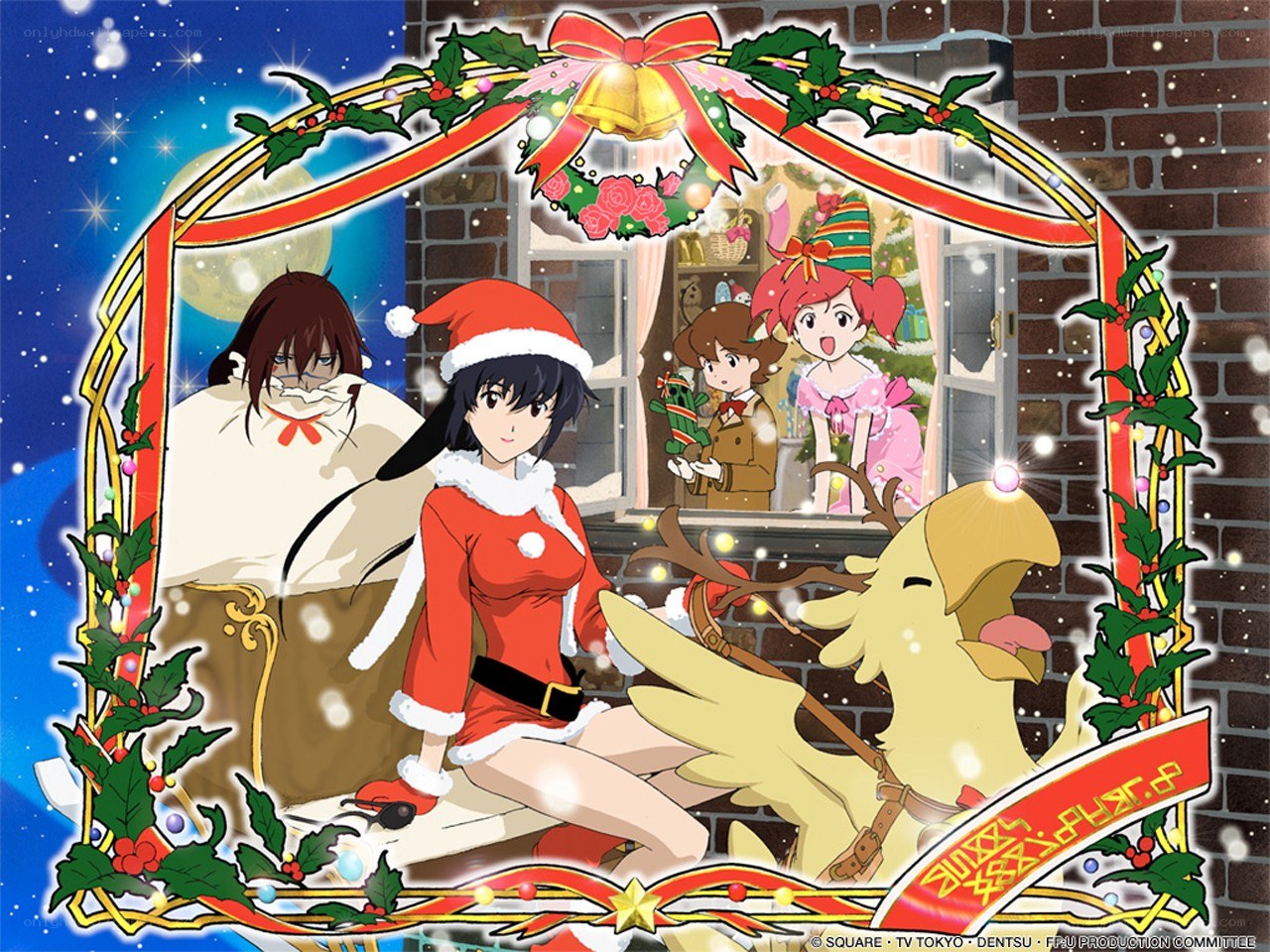Christmas scene with anime characters