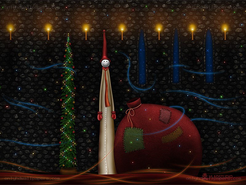Christmas scene with character