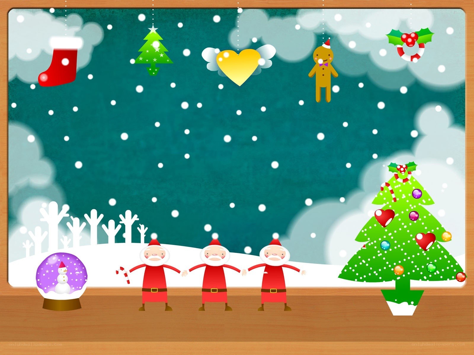 Christmas scene with Santa and tree