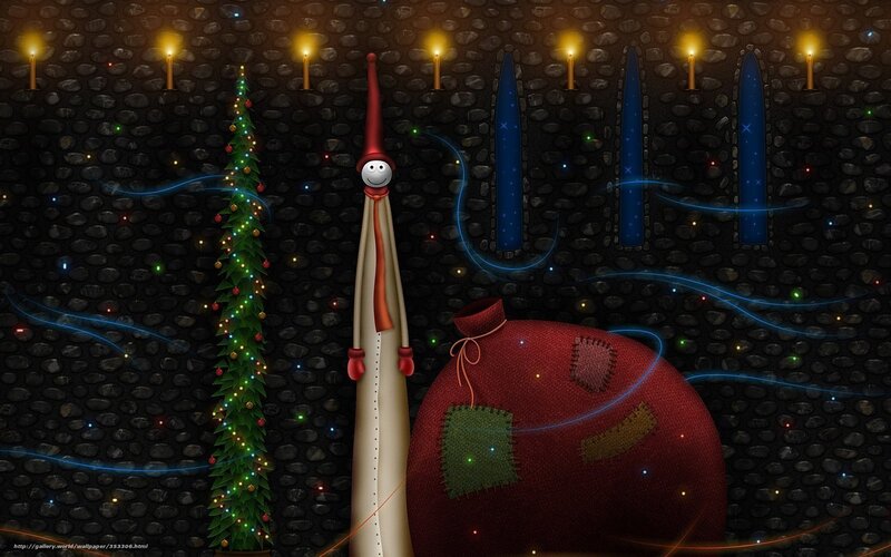 Christmas scene with whimsical characters