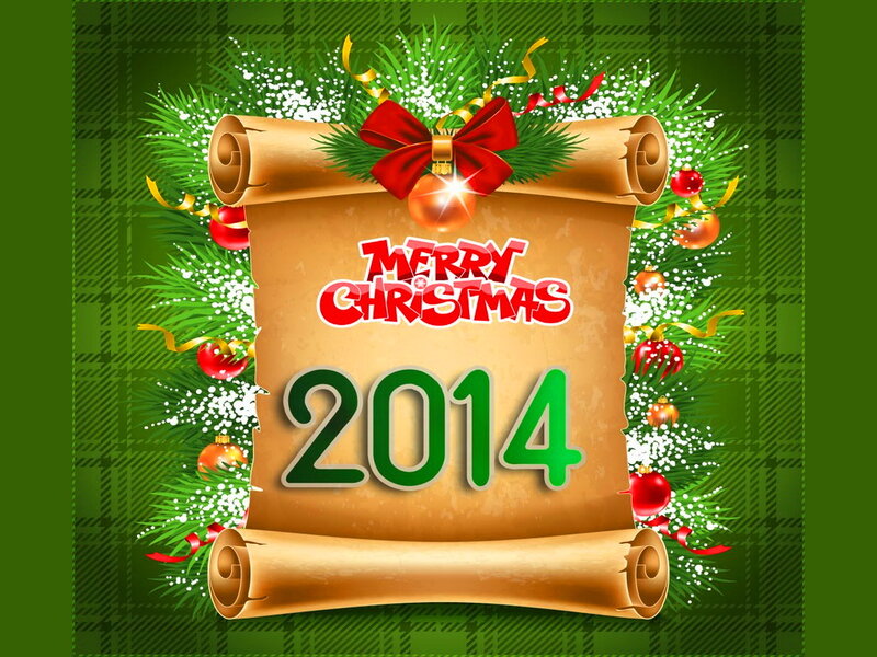 Christmas Scroll with Ornaments — Green