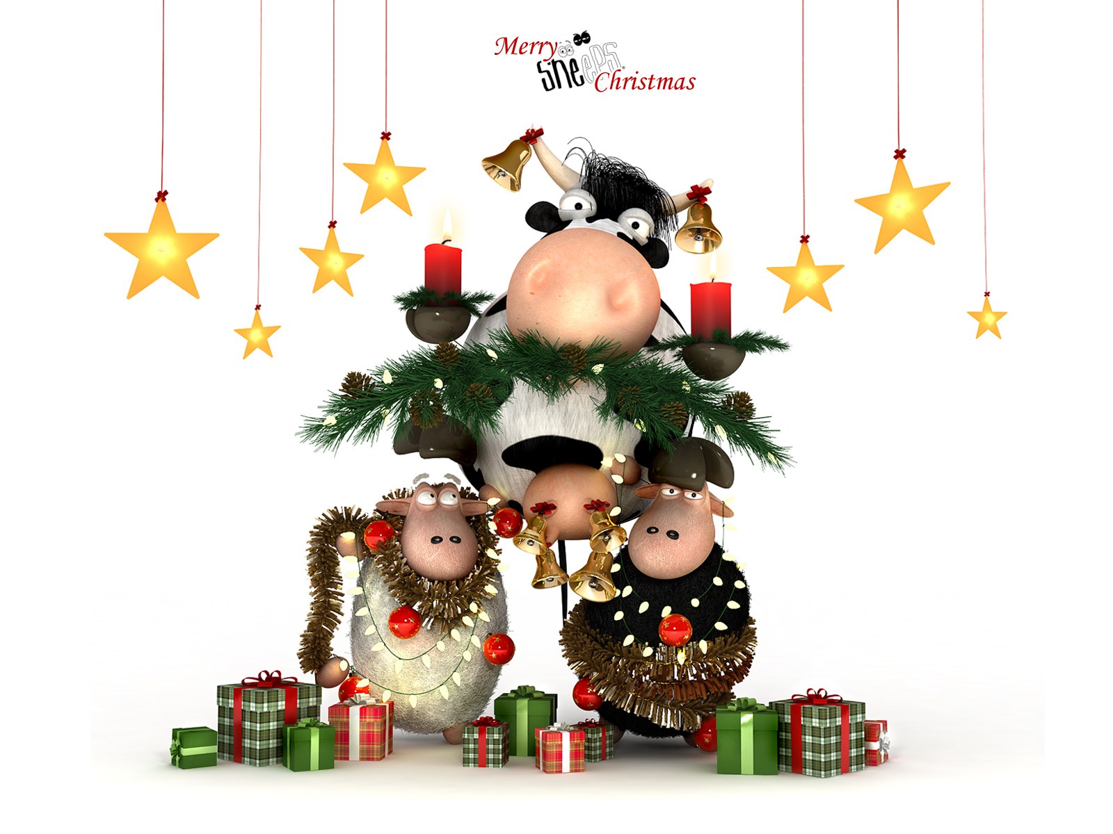 Christmas sheep and cow