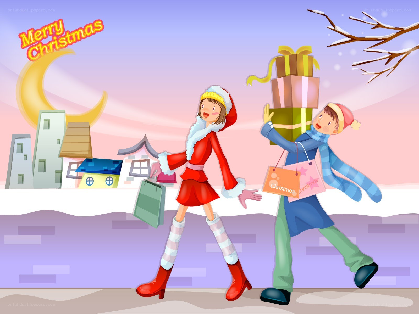 Christmas shopping couple
