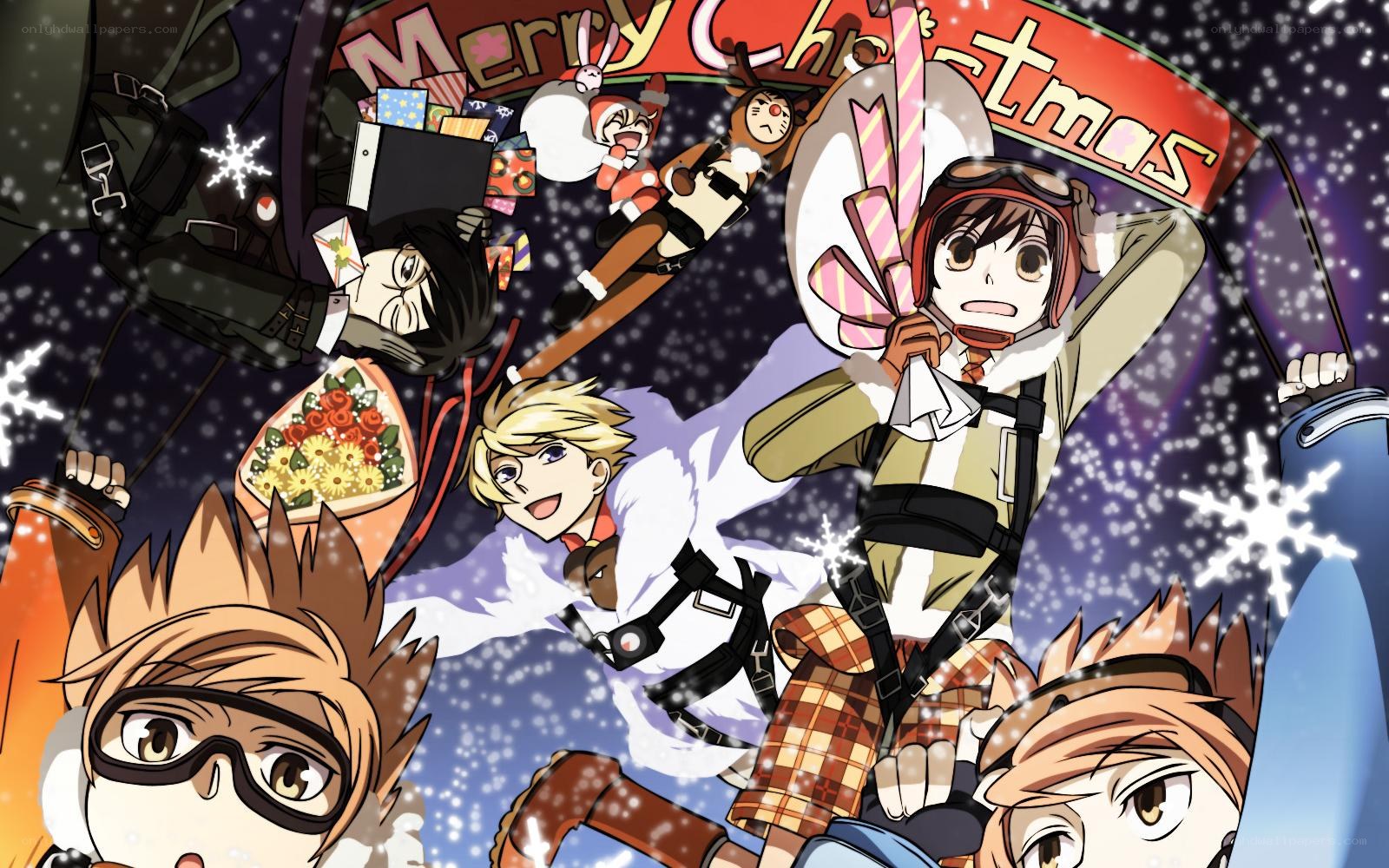 Christmas skydiving characters