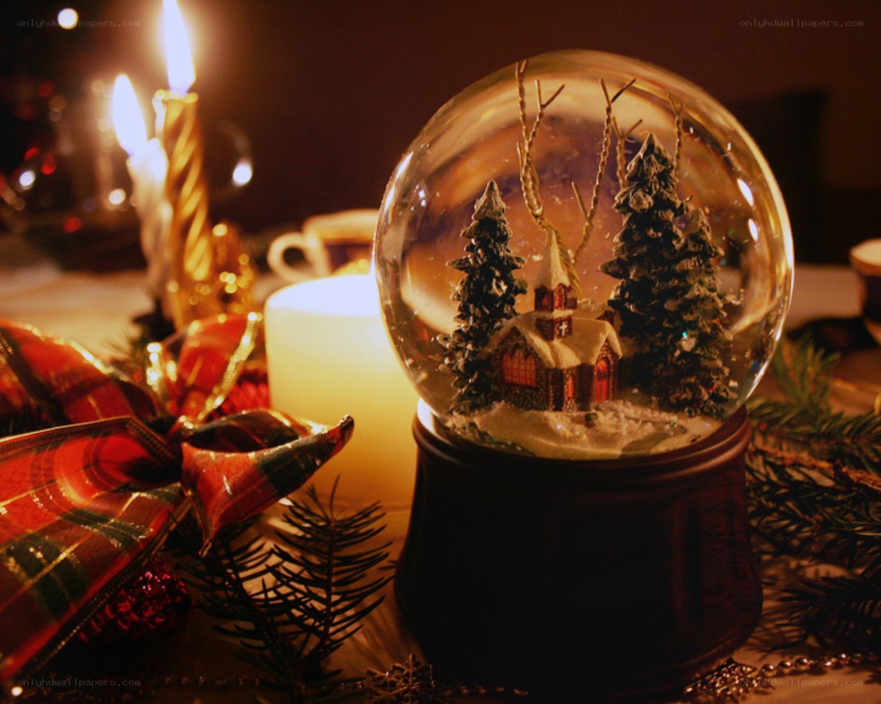 Christmas snow globe scene