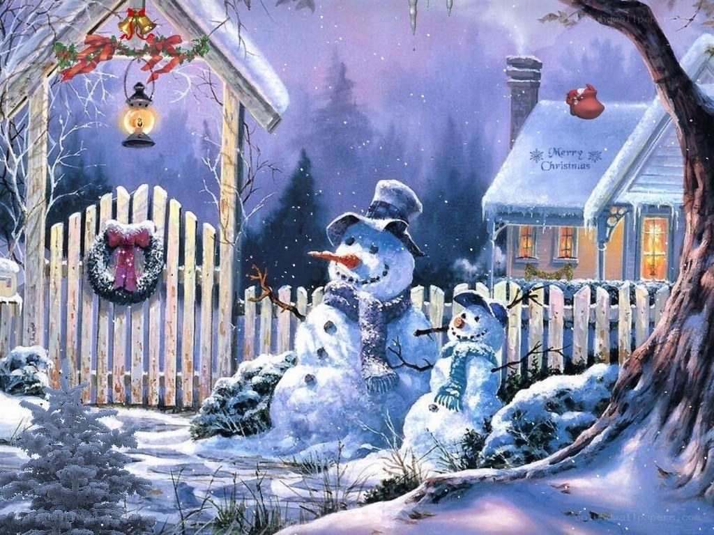 Christmas snowman scene
