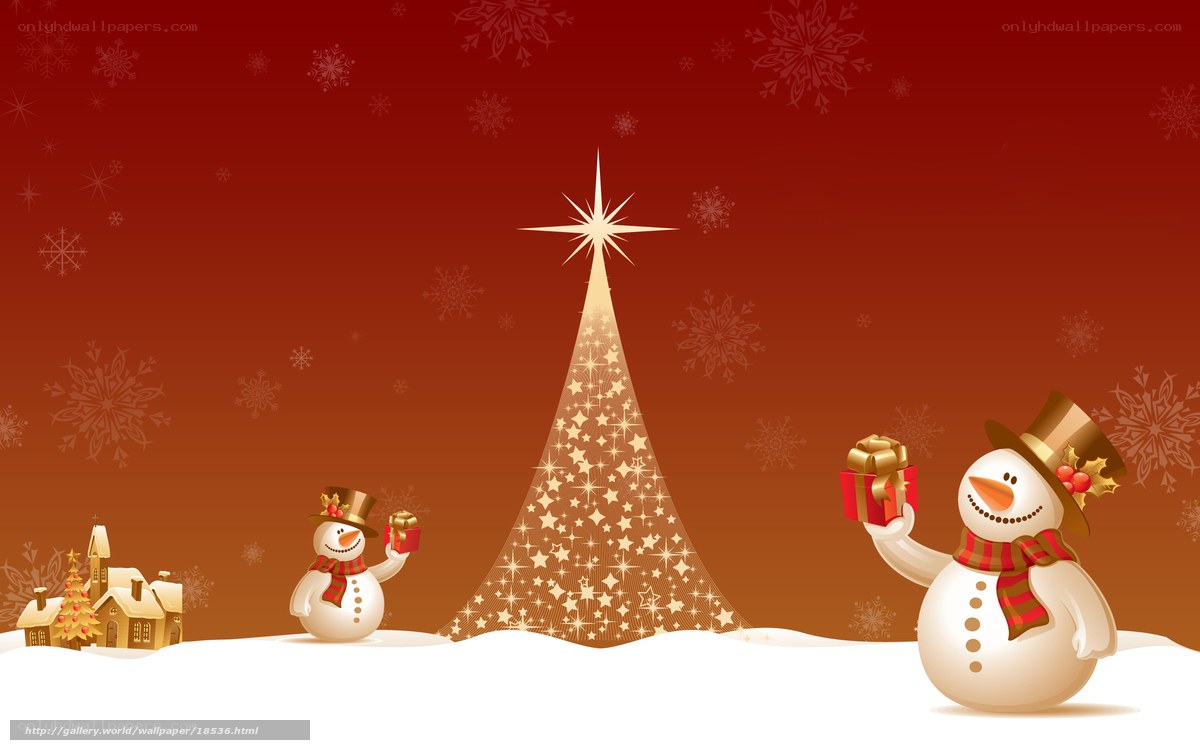 Christmas snowmen with gifts