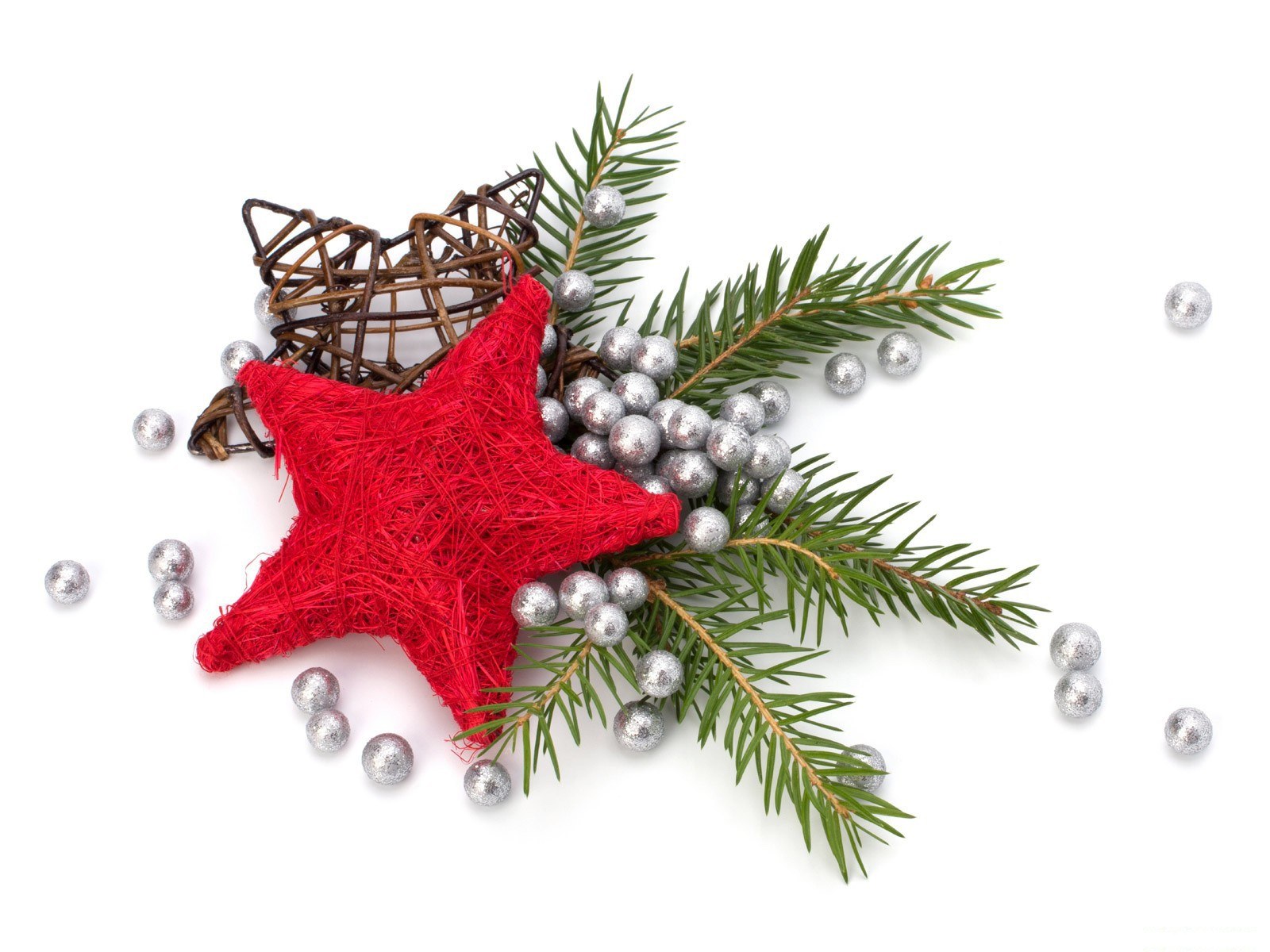 Christmas star and ornaments