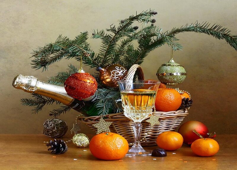 Christmas Still Life — Green, Festive, Winter