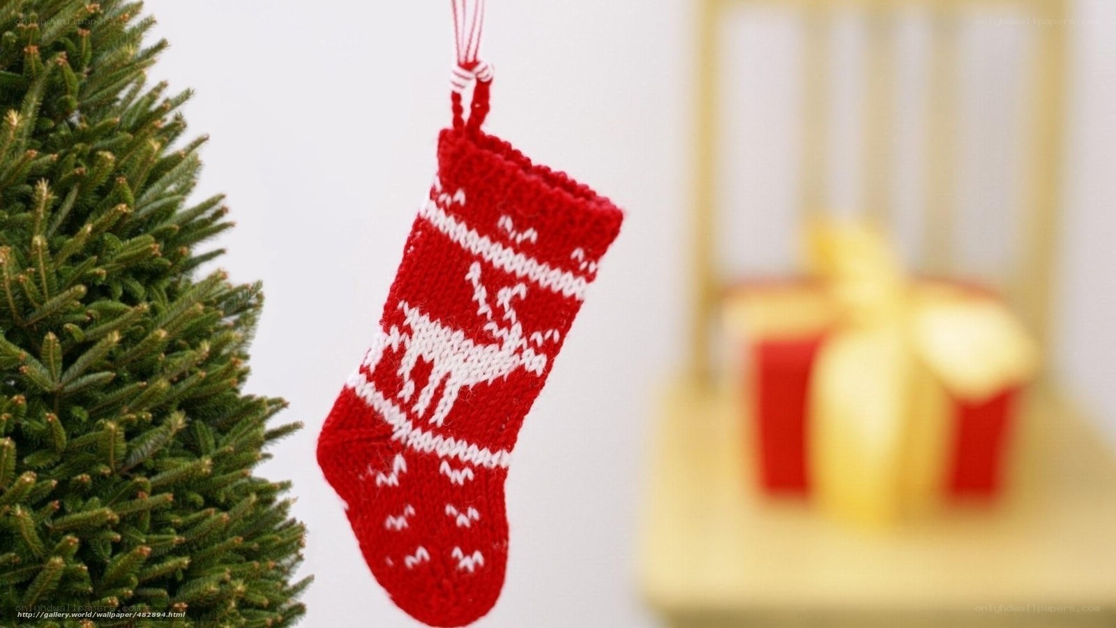 Christmas stocking and tree