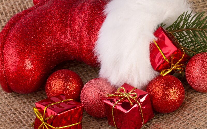 Christmas stocking with gifts
