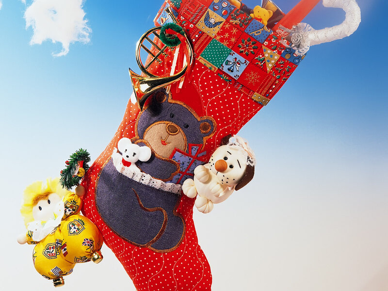 Christmas Stocking with Toys — Red, Festive, Winter