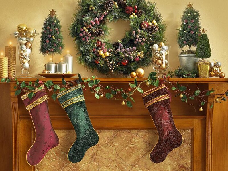 Christmas stockings on mantel