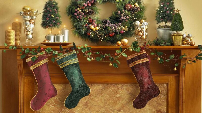 Christmas stockings on mantel