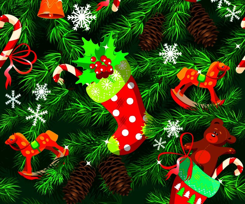Christmas Stockings on Pine