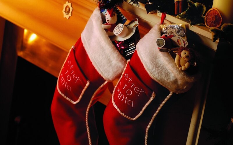 Christmas stockings with gifts