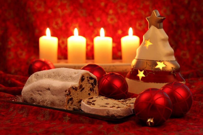 Christmas Stollen Cake — Red, Festive