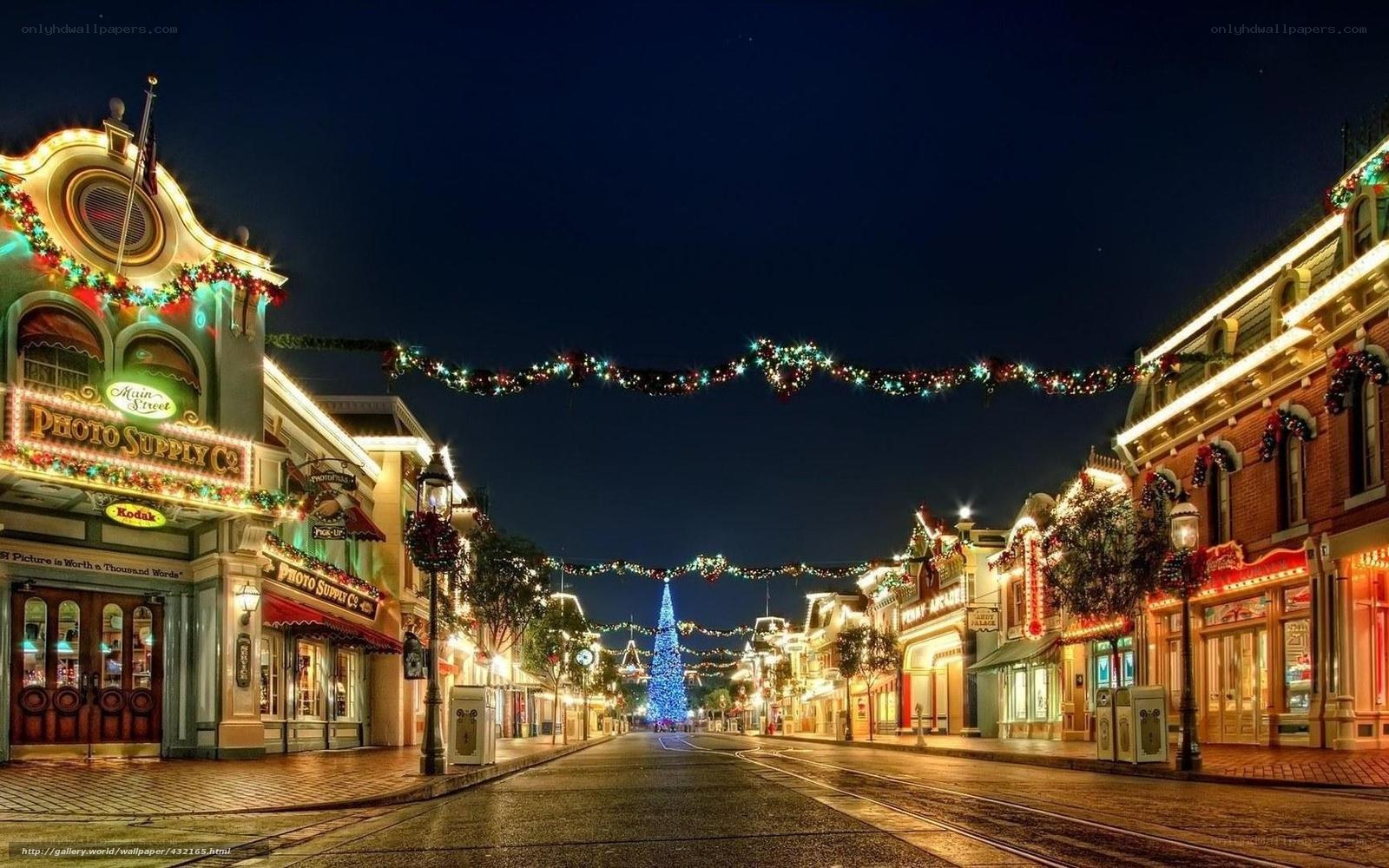 Christmas street at night