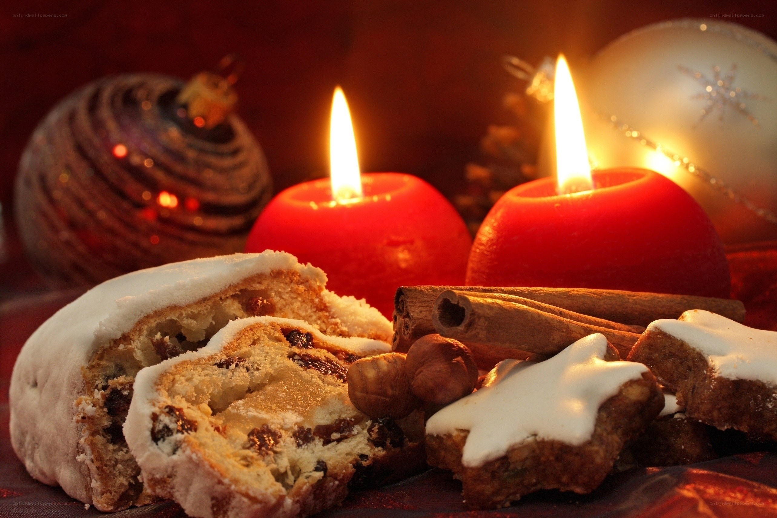 Christmas sweets with candles