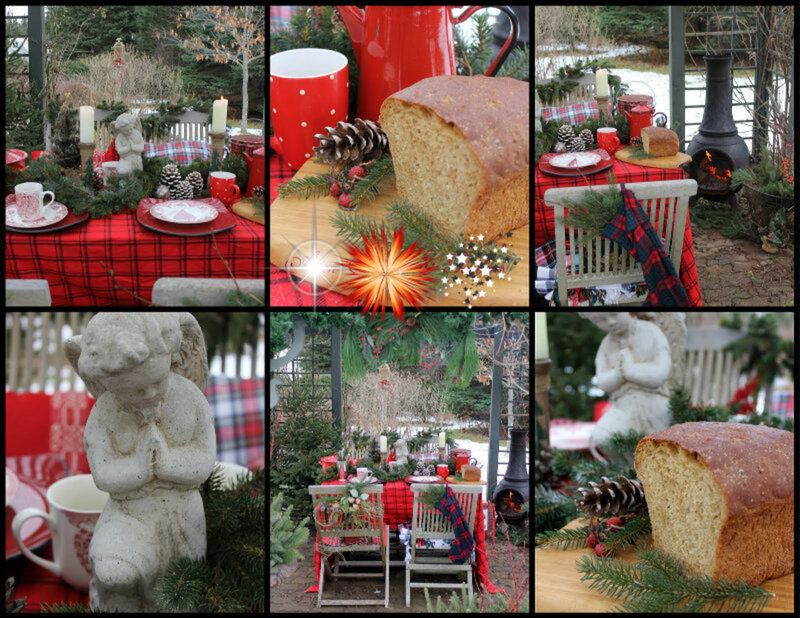 Christmas Table Setting — Red, Festive, Winter, Photograph, Bread