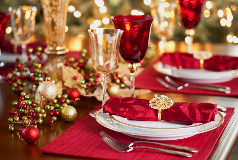 Christmas Table Setting — Red, Festive, Winter, Photograph, Napkin Ring