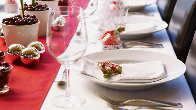 Christmas Table Setting — Red, Festive, Winter, Photograph, Napkin