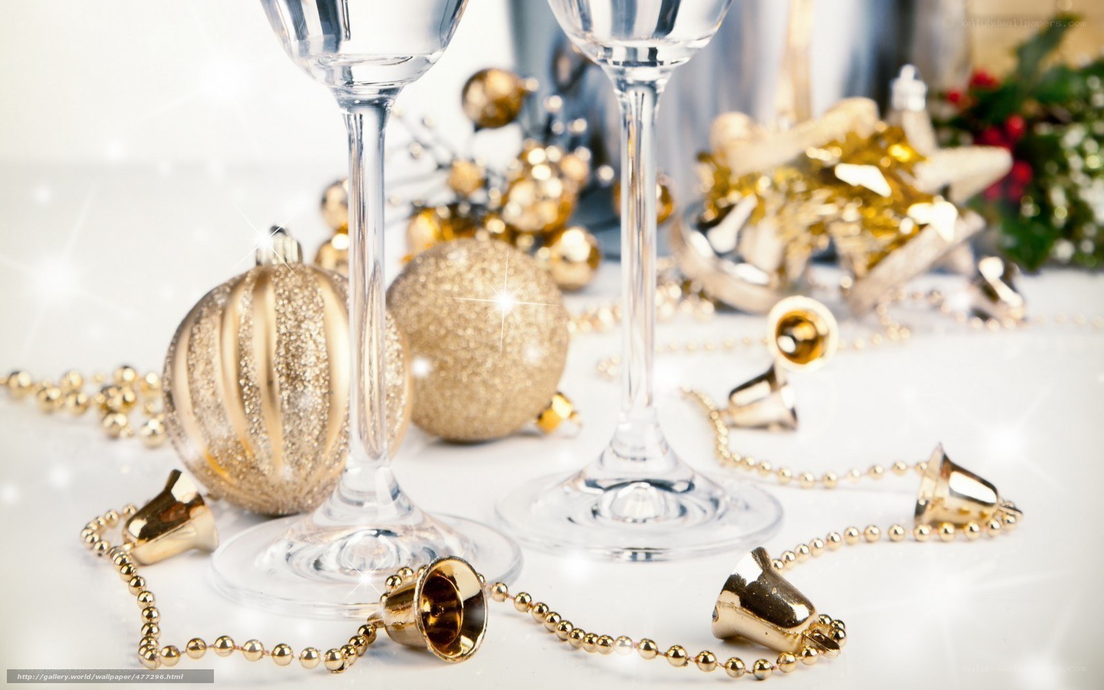 Christmas table with glasses and ornaments