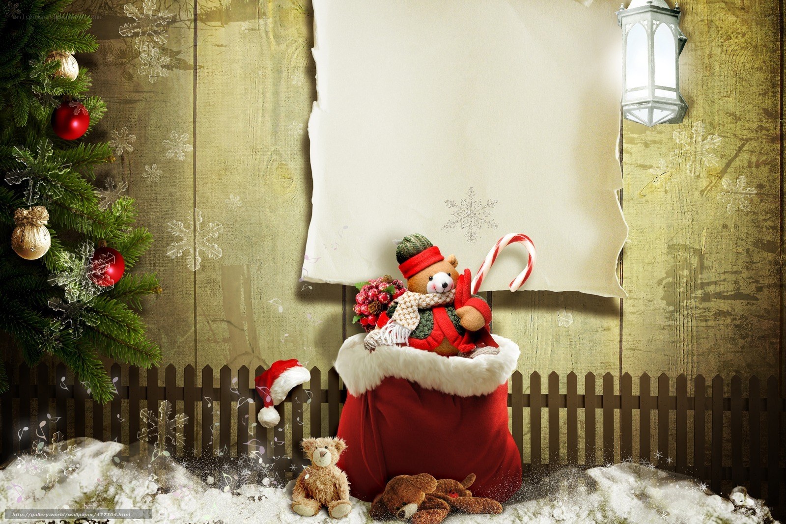 Christmas teddy bear scene