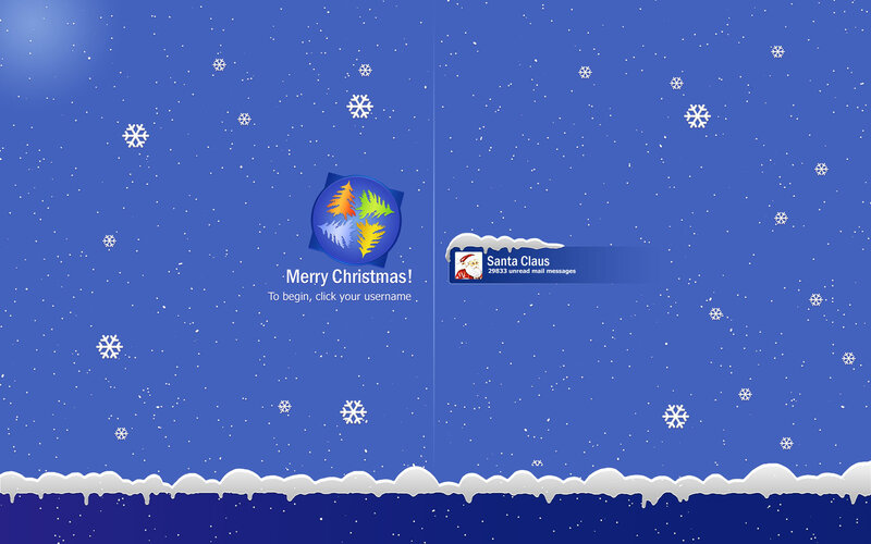 Christmas-themed login screen