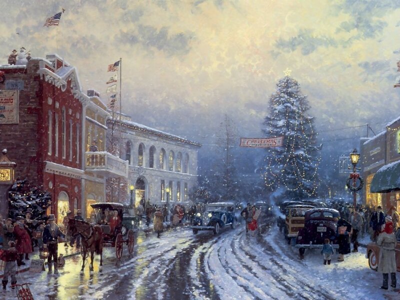 Christmas town street scene