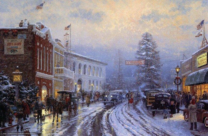 Christmas town street scene