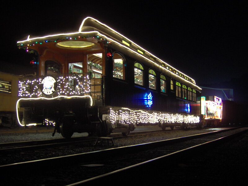 Christmas train at night