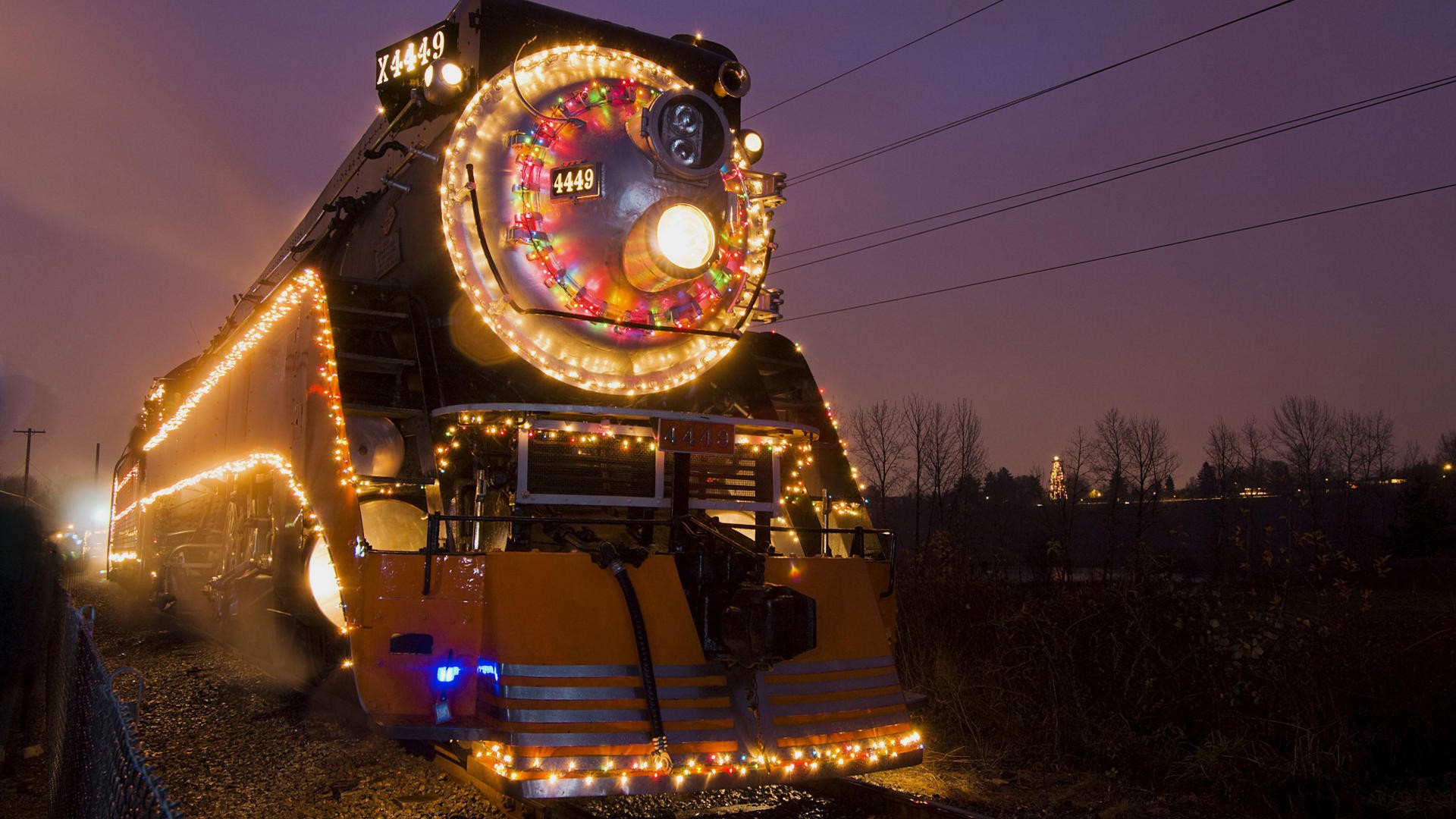 Christmas train with lights