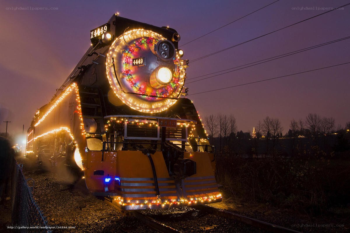 Christmas train with lights