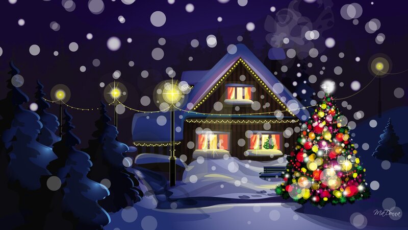 Christmas Tree and Cabin