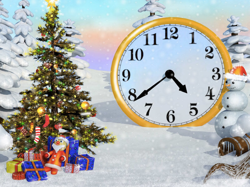 Christmas Tree and Clock