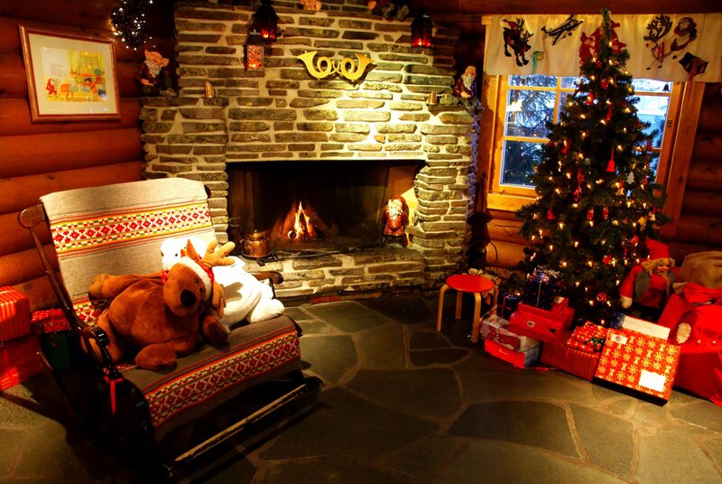 Christmas Tree and Fireplace — Red, Cozy