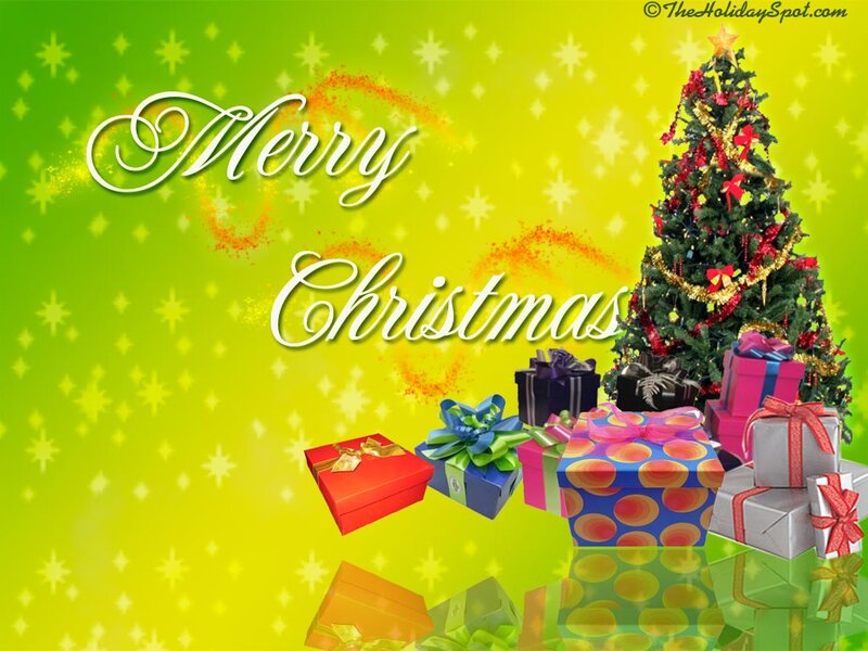 Christmas Tree and Gifts — Green, Festive