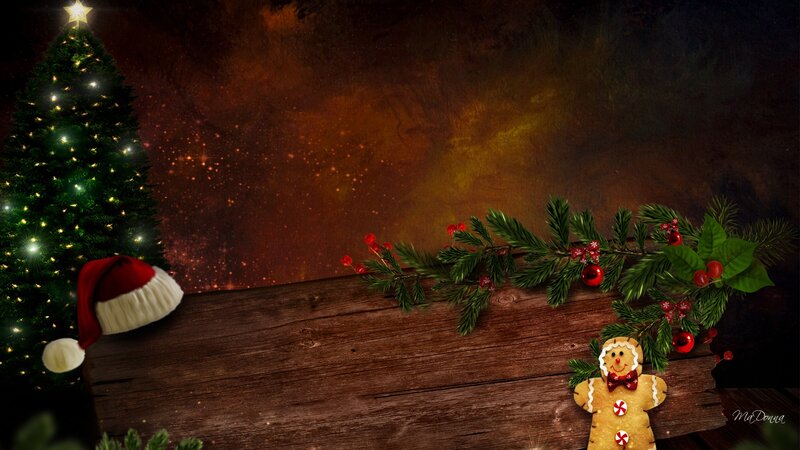 Christmas Tree and Gingerbread Man — Brown