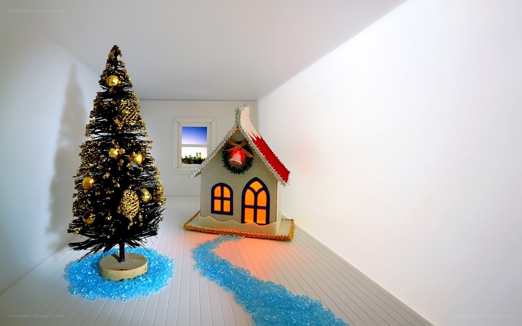 Christmas tree and house display