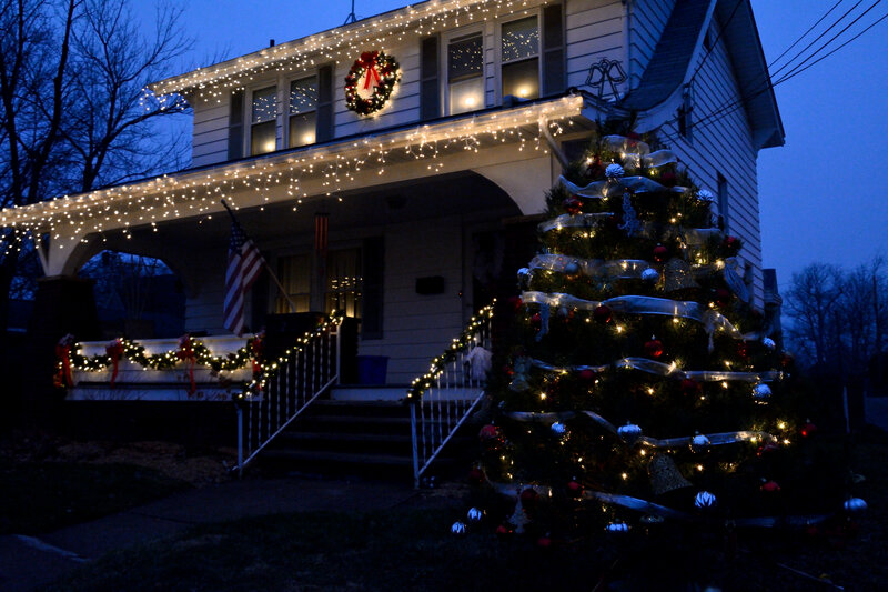 Christmas Tree and House — White
