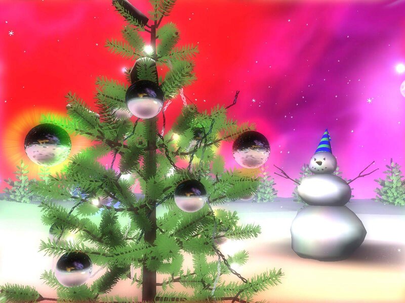 Christmas Tree and Snowman — Red