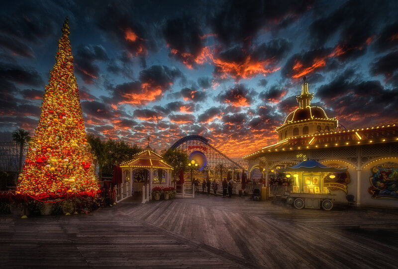 Christmas Tree at Amusement Park — Orange