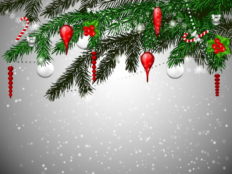 Christmas Tree Branches — Green, Festive, Winter, Digital Art, Ornaments